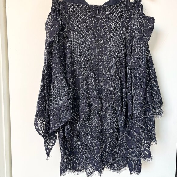 Shona Joy Eyelash Lace Off-The-Shoulder Handkerchief Dress - Picture 7 of 7